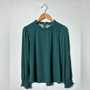 Adrianna Papell Women's Printed Smocked Sleeve High Neck Top